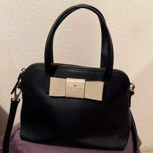 Kate Spade Black and Cream Satchel with Bow Accent